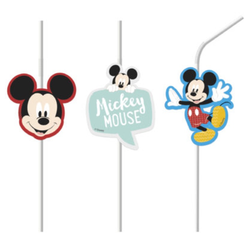 6 Mckey Mouse straws transparent 24cm