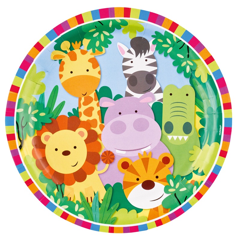 8 Jungle Party Paper Plates 23cm