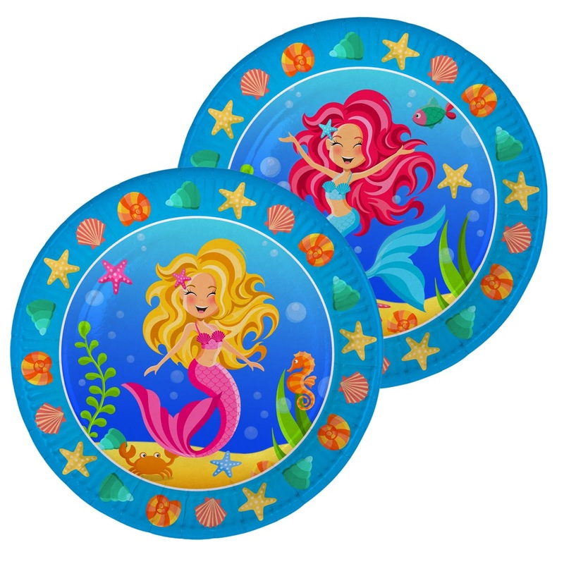 8 plates cute mermaid