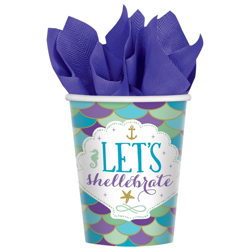 8 Shellebrate mermaid cups 266ml