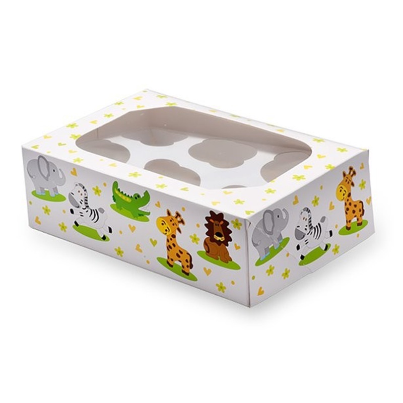 Jungle cupcake box for 6 cupcakes