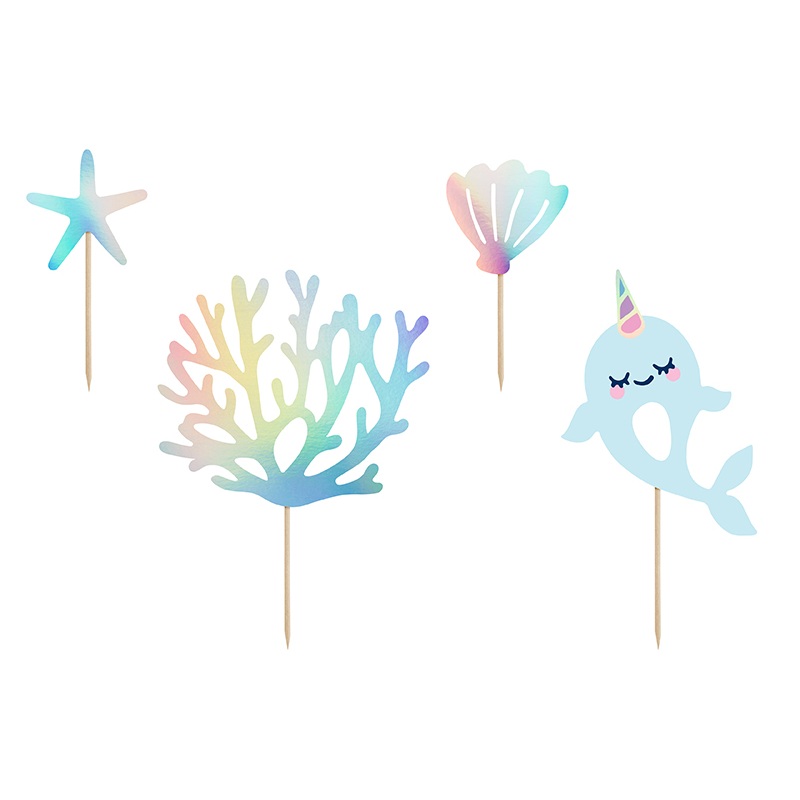 Narwhal Cake Toppers Oceania 4 Pcs