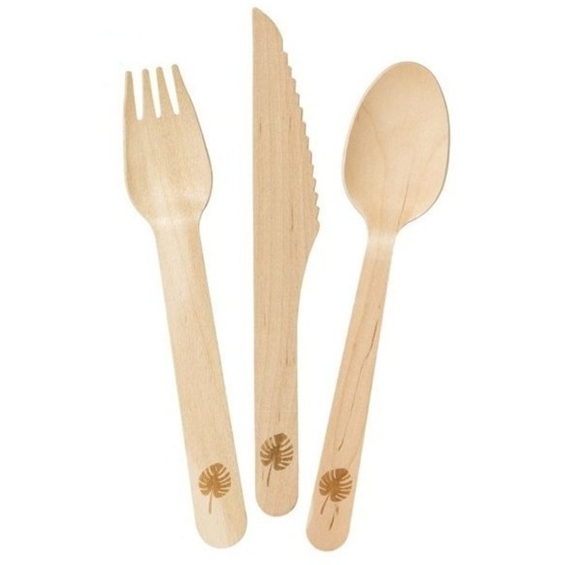 Wooden cutlery set Tropical 18 pieces