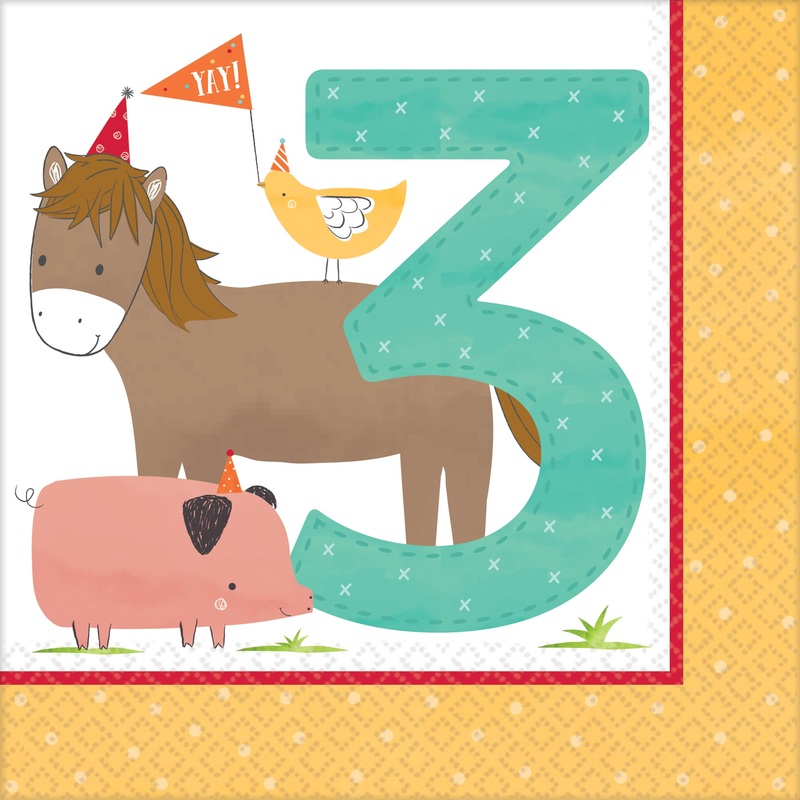 16 Happy Farm Life 3rd Birthday napkins