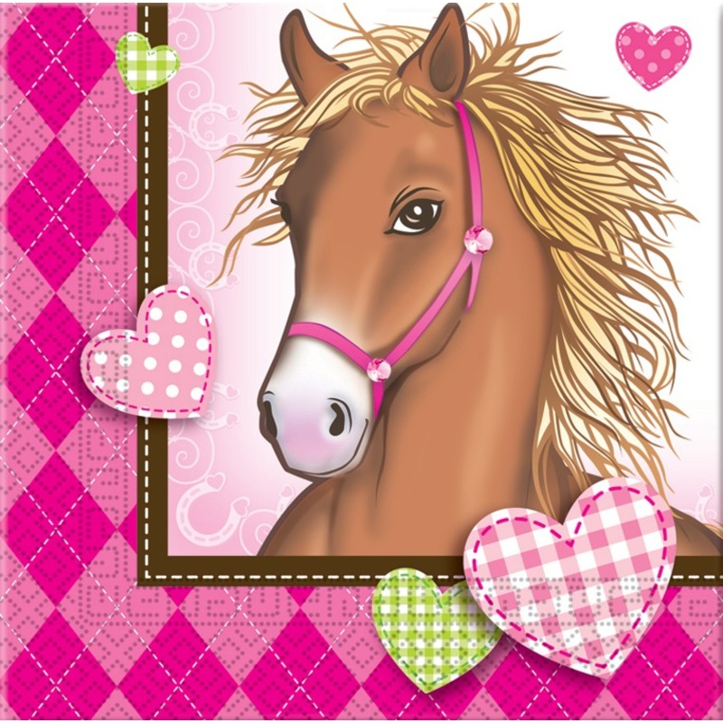 20 horse love napkins 33cm