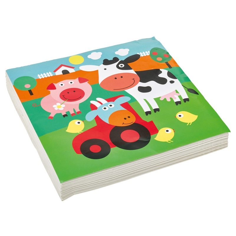 20 lovable farm animals napkins