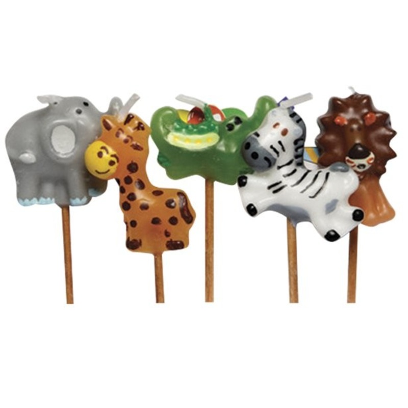 5 jungle animal cake candles