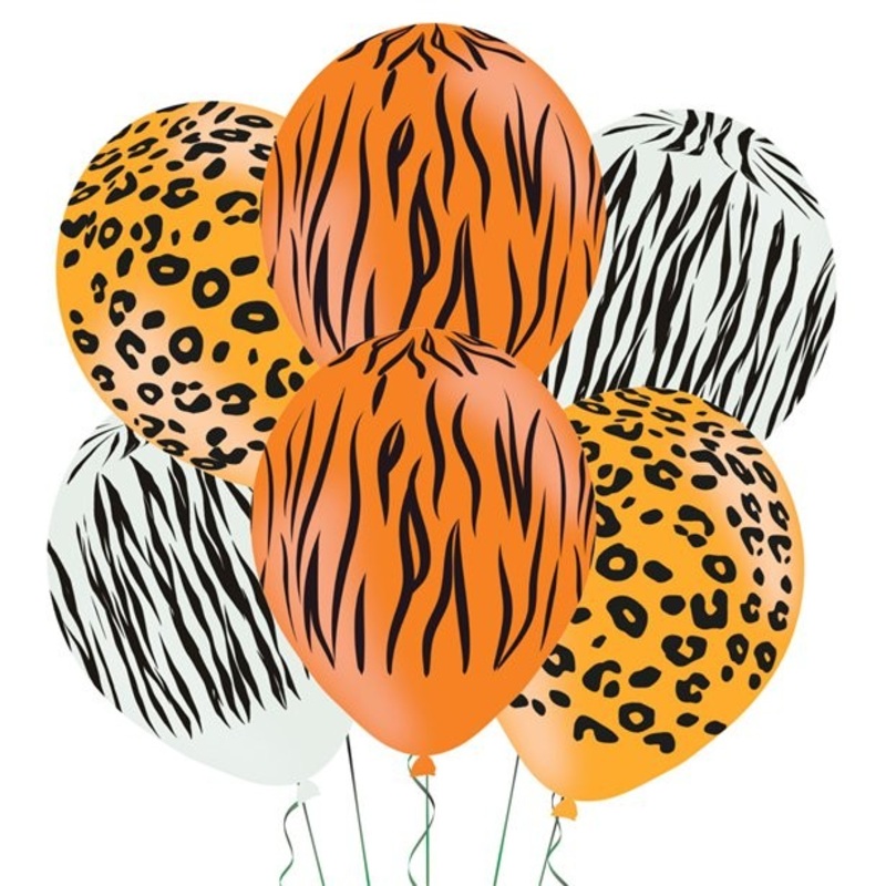 6 Animal Print Latex Balloon 27cm