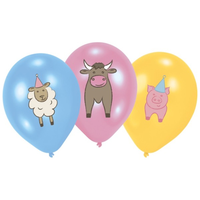 6 Farm Party latex balloons 27.5cm