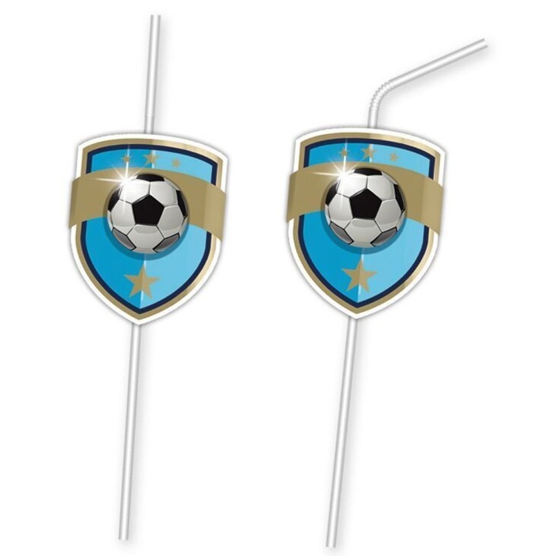 6 football champion straws 24cm