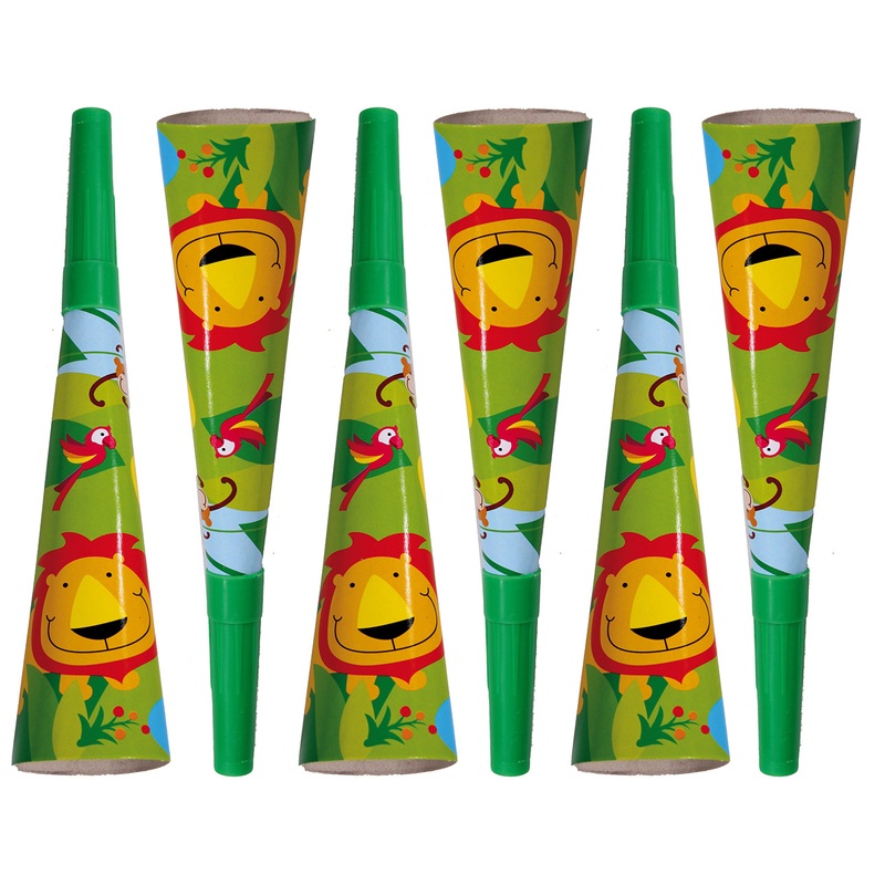 6 Happy Jungle party whistles