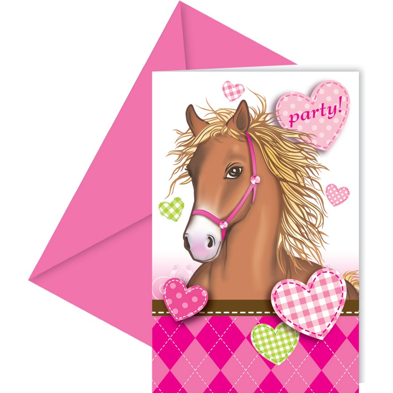 6 horse love invitation cards