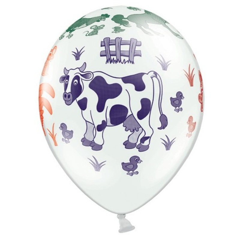 6 latex balloons with farm motifs