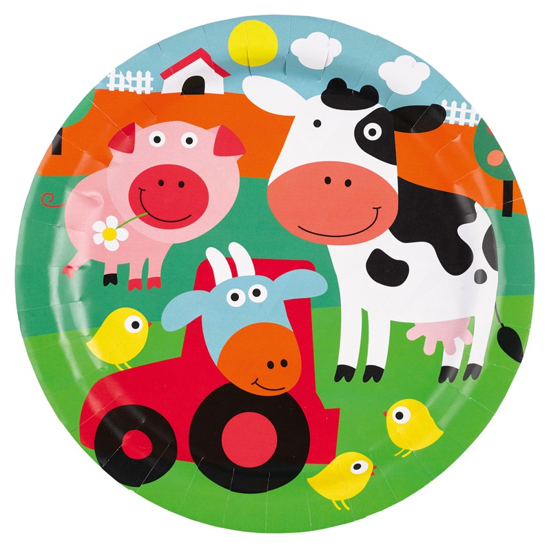 8 Farm Life paper plates 23cm