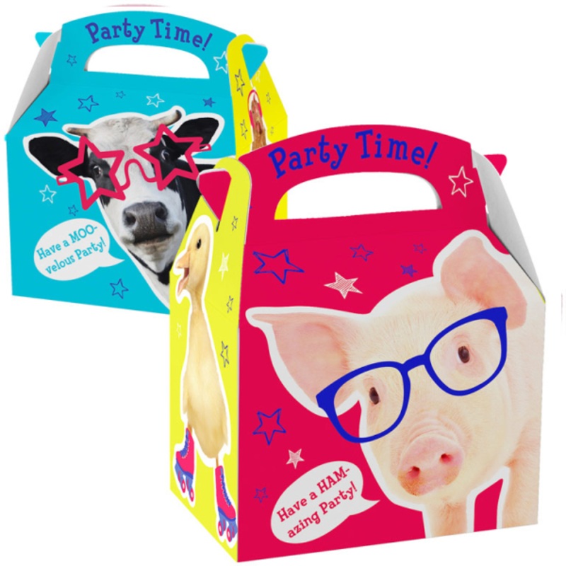 Colorful Farm Animal Party Favor Box