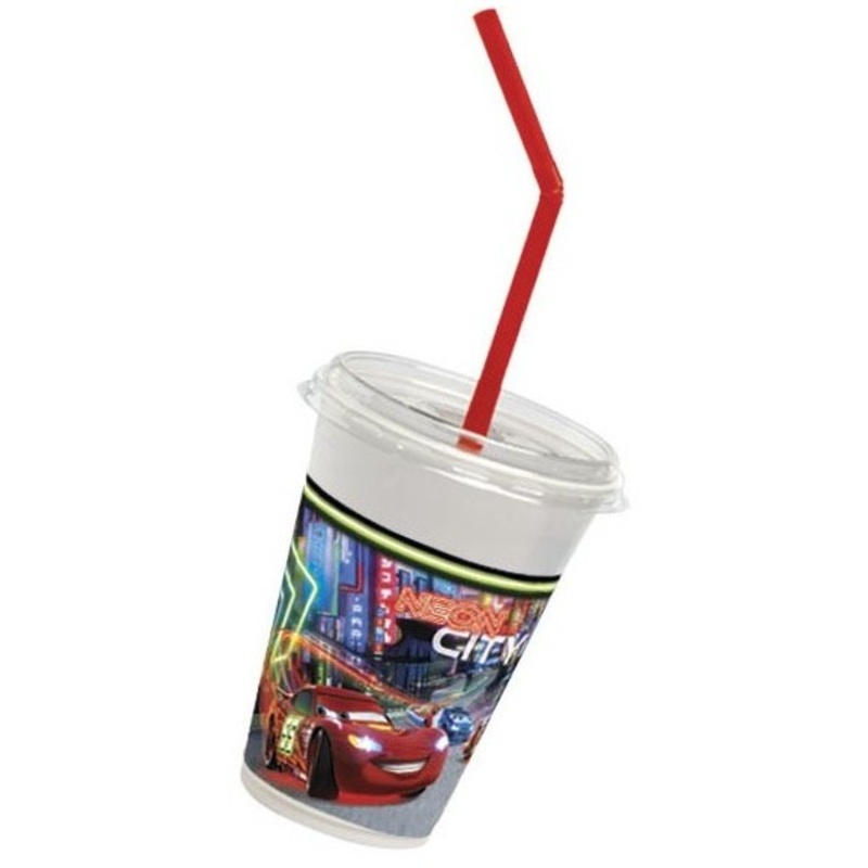 12 Cars Neon City plastic cups 300ml