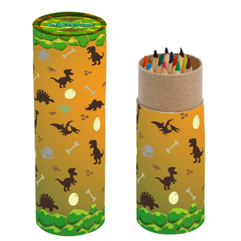 12 mini colored pencils Dino Party