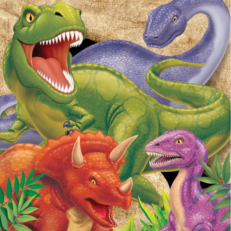 16 cave dinosaur napkins 33cm