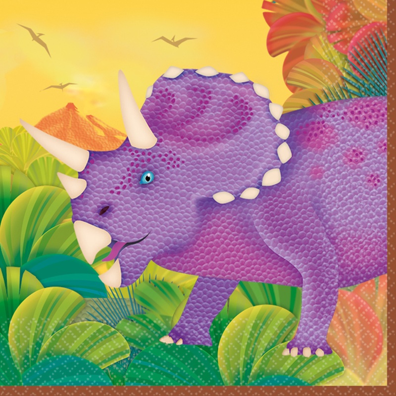 16 dinosaur prehistoric gigantic napkins Triceratop