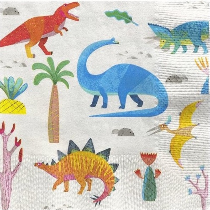 20 small party dinosaur napkins 33cm