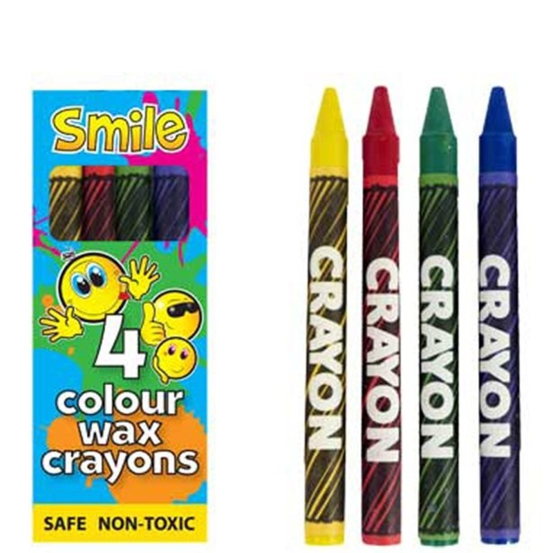 4 smiley mini wax crayons