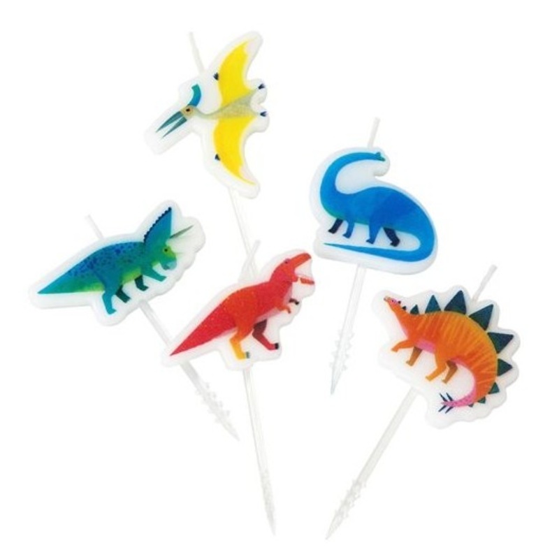5 Dino jungle cake candles