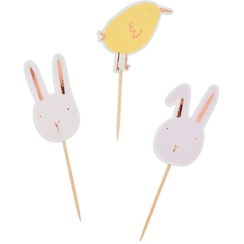 6 bunnies & chicks party picker 10cm