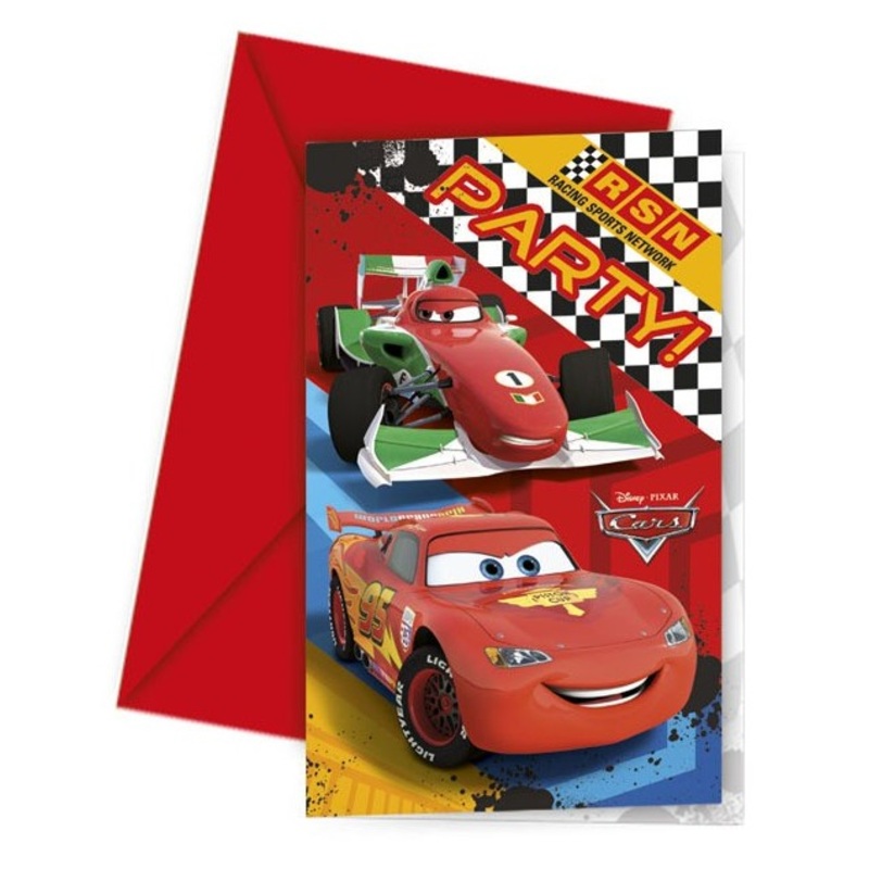 6 Cars Piston Cup winner invitation cards 9 x 14cm