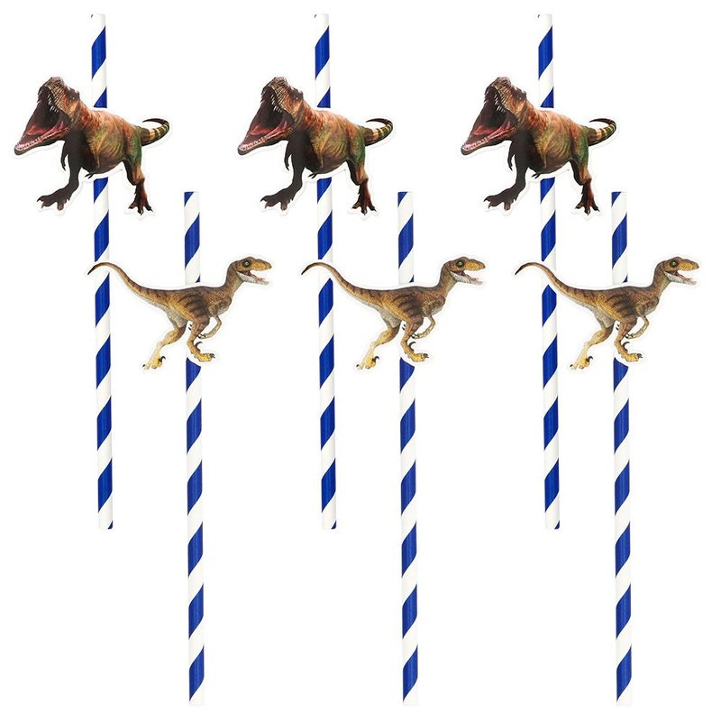 6 drinking straws World of Dinosaurs 20cm