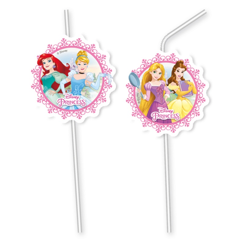 6 Princess Heart Strong straws 24cm