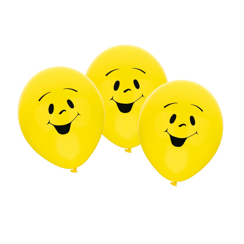 6 smiling smiley balloons