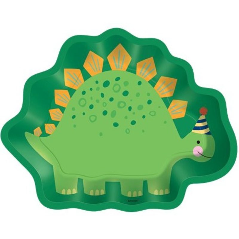 8 Dino Mania figures paper plate 23cm