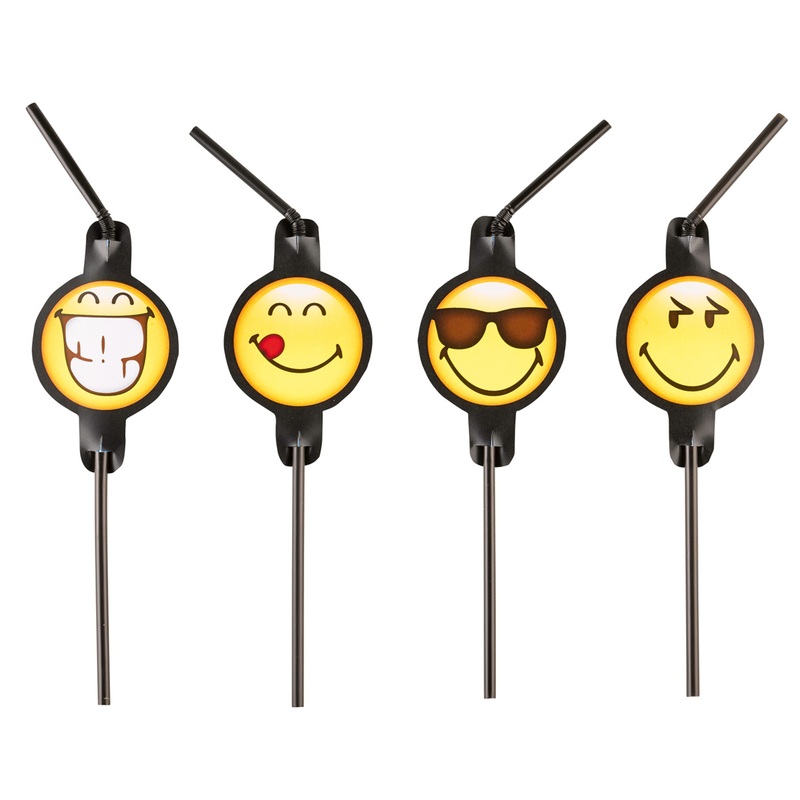 8 smiley emoticon straws