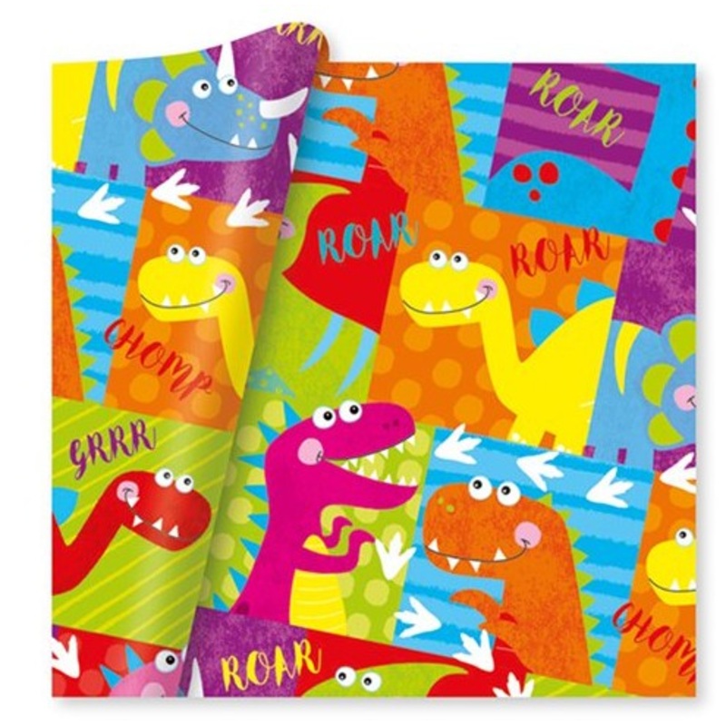 Colorful dinosaur wrapping paper 2m
