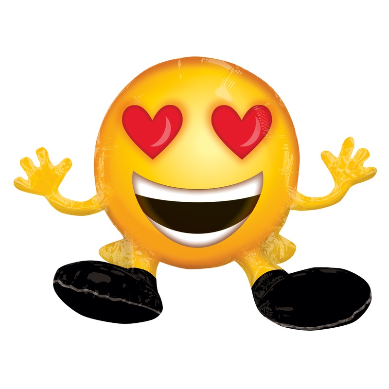 Foil balloon heart eyes smiley 48 x 33cm