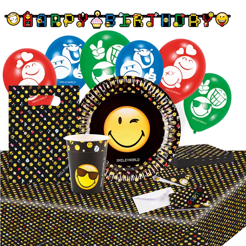 Party set smiley emoticons 66 pieces