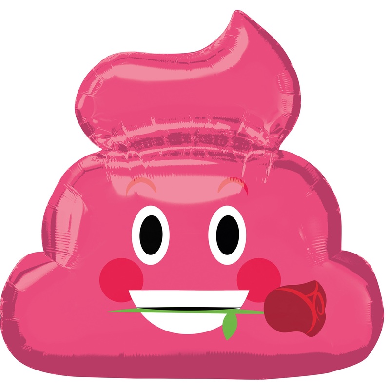 Pink shit pile emoticon foil balloon 63 x 60cm