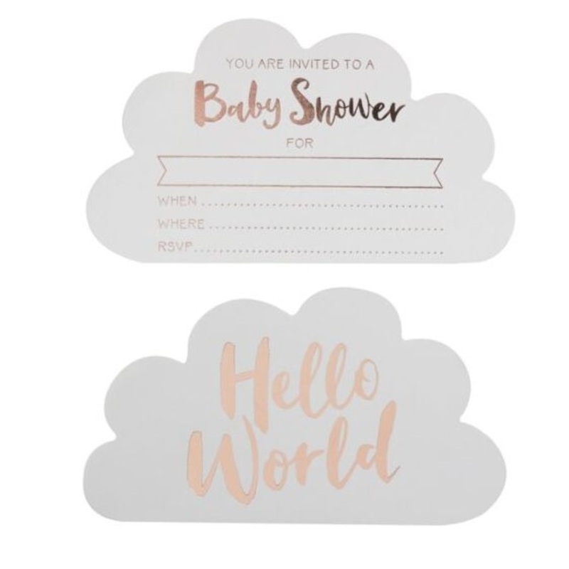 10 Hello World invitation cards 14 x 8cm