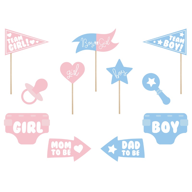 11 Boy or Girl photo props pink-blue