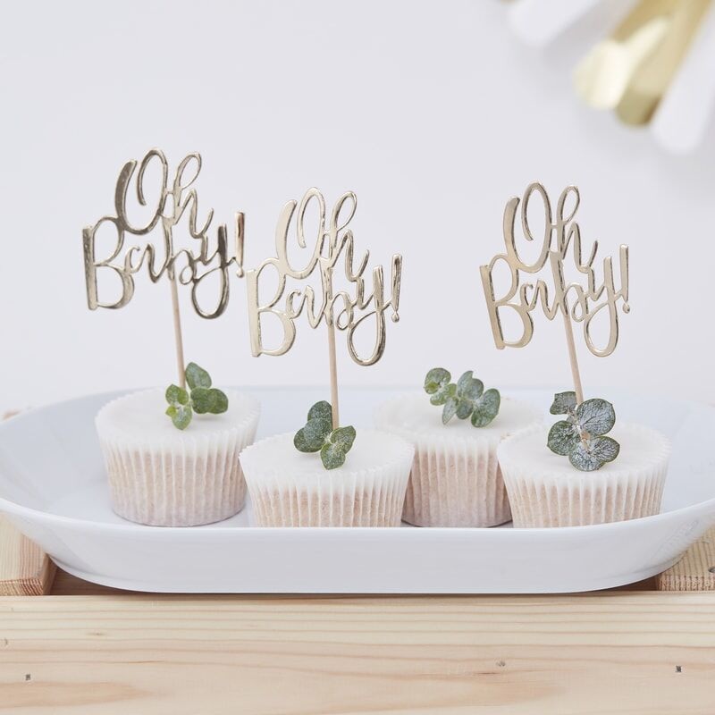 12 golden Oh Baby Party Picker 13.5cm
