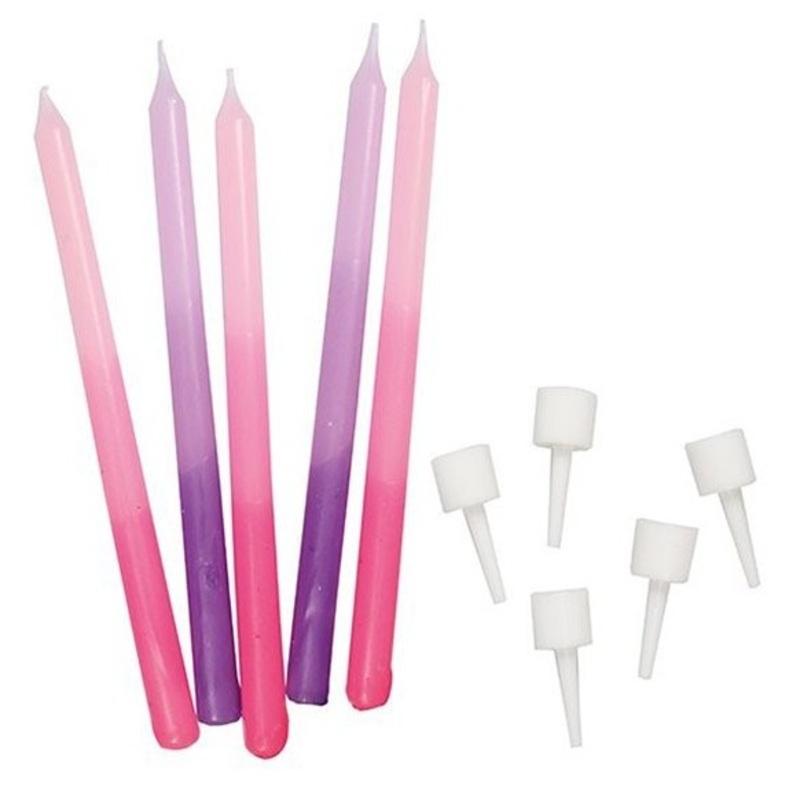 12 pink ombr cake candles 10cm