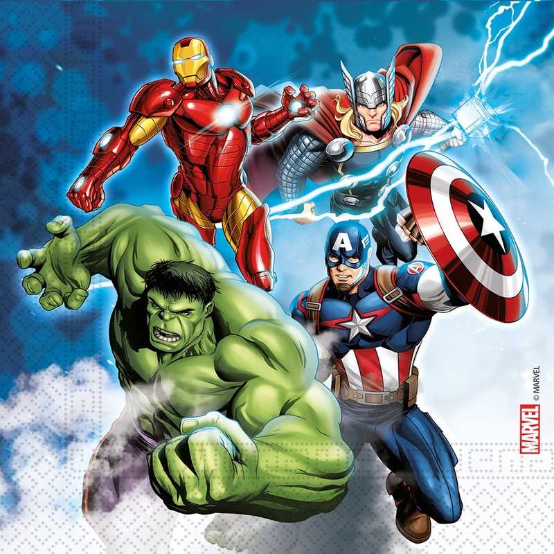 20 Avengers Fight napkins 33cm compostable