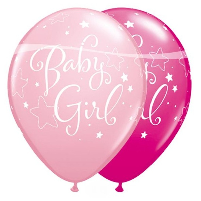 25 pink balloons baby girl 27cm