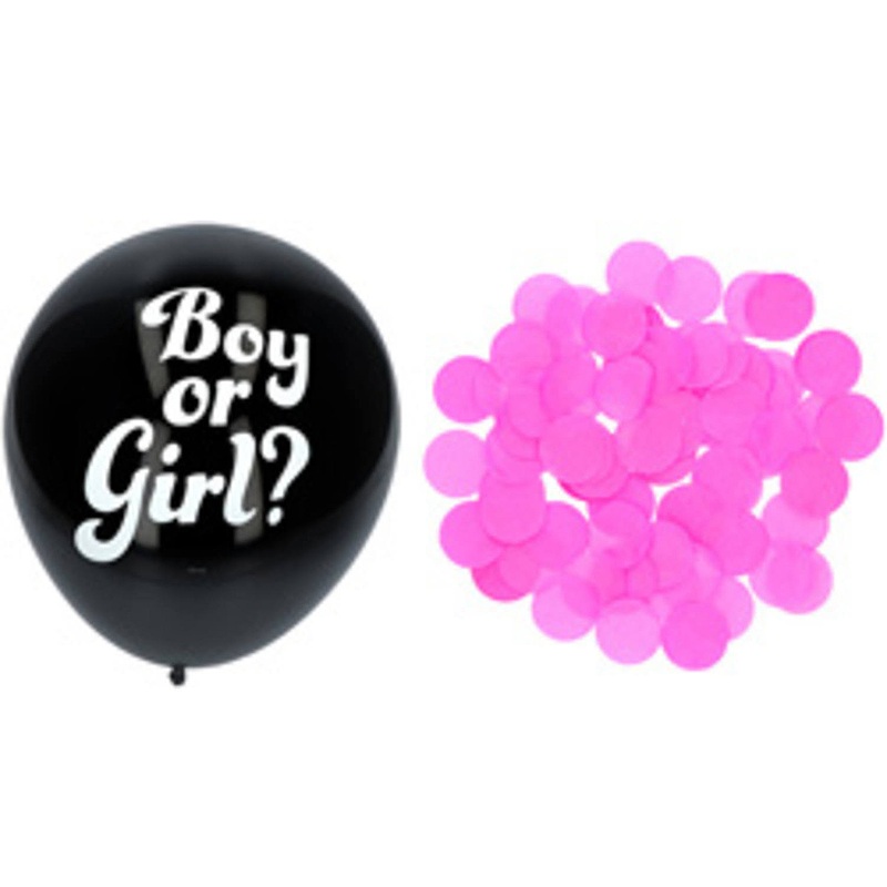 3 black balloons with pink confetti