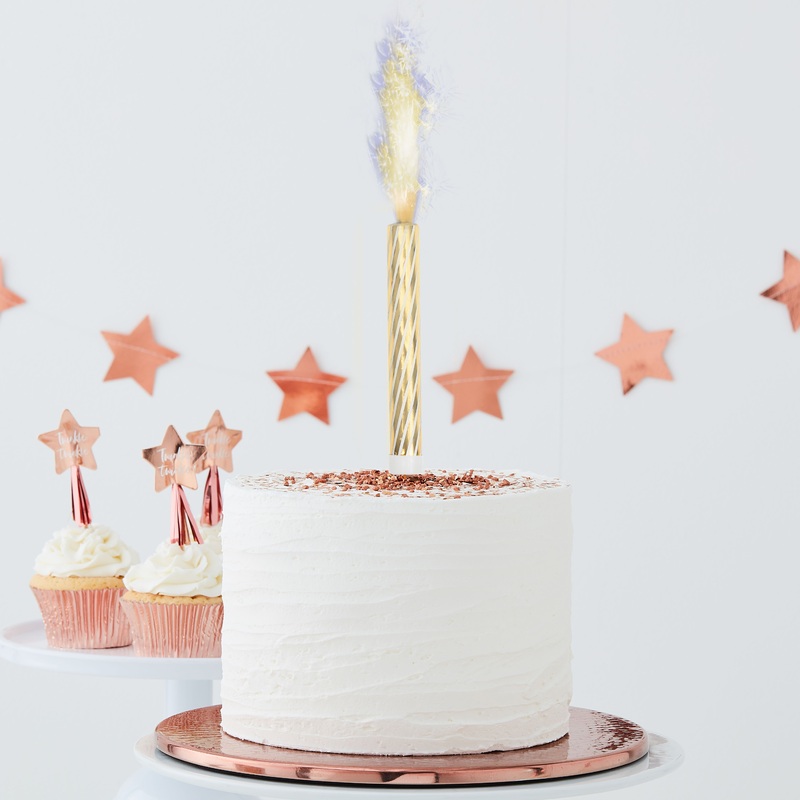 3 blue Newborn Star cake fountains 15cm