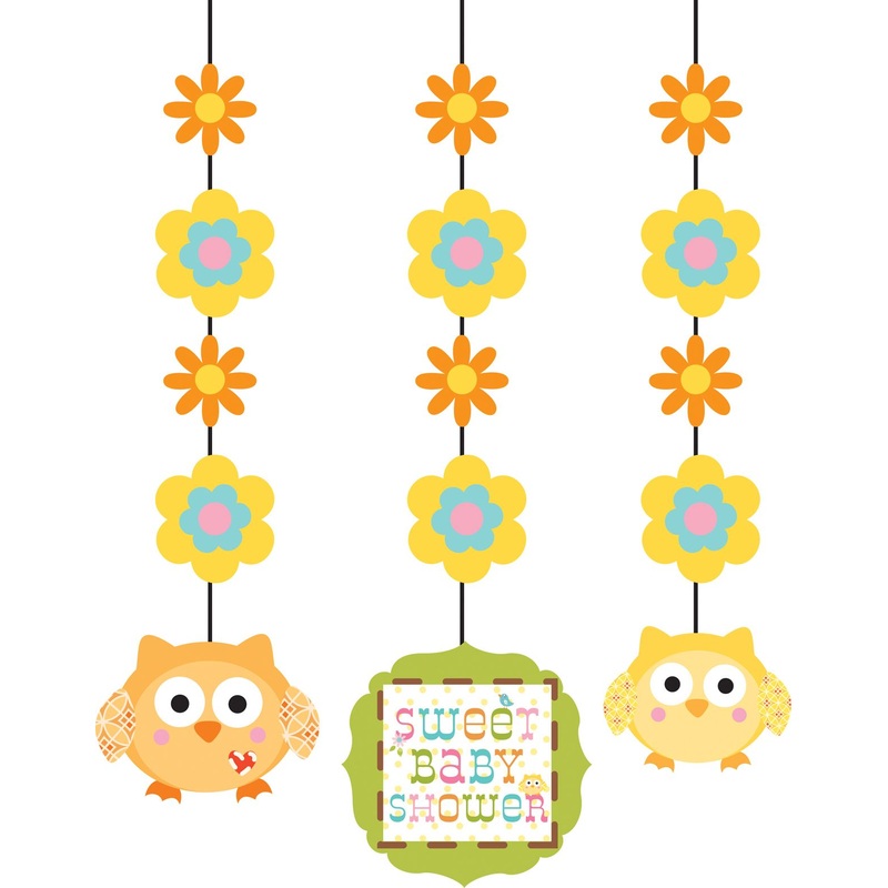 3 Woodland baby shower spiral hangers 1.02m