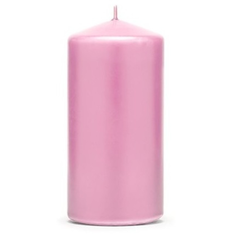 6 pillar candles Rio pink 12cm