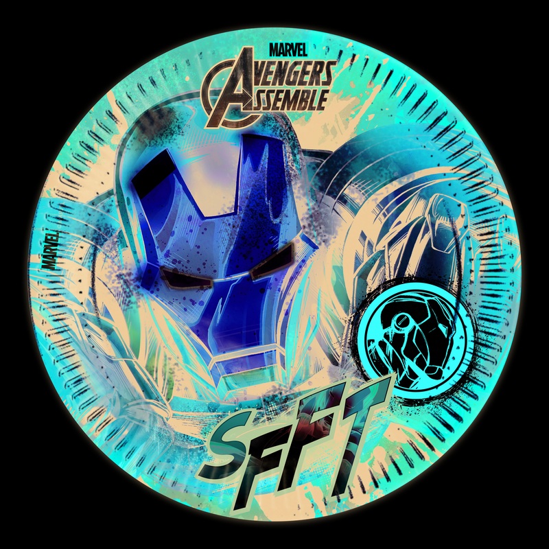 8 Avengers League Iron Man paper plates 23cm