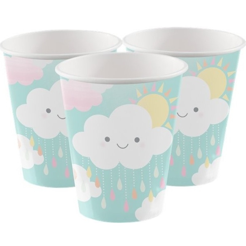 8 baby shower cups small cloud 23cm