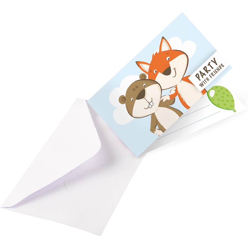 8 fox & beaver invitation cards